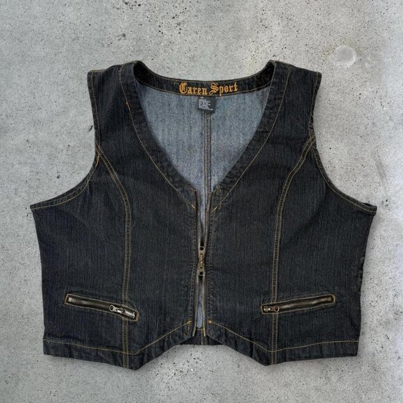 Y2k dark wash denim vest // plus size - Picture 2 of 5